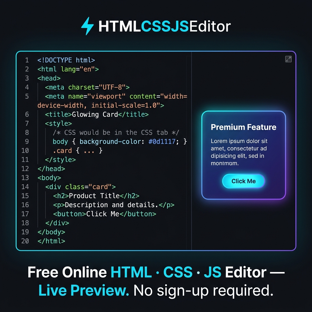 Online HTML CSS JS Compiler — Free Live Preview Editor